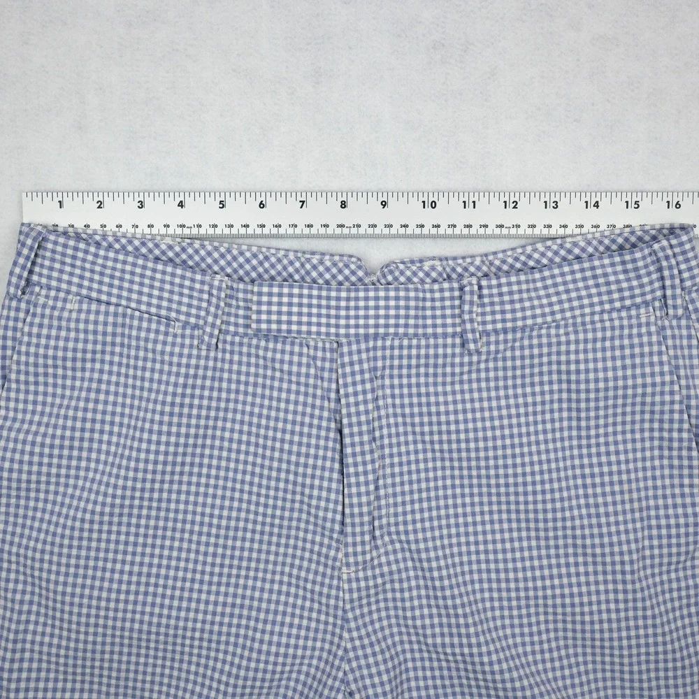 VTG Polo Ralph Lauren Shorts Mens 34 White Blue Gingham Checks Chino Preppy Golf